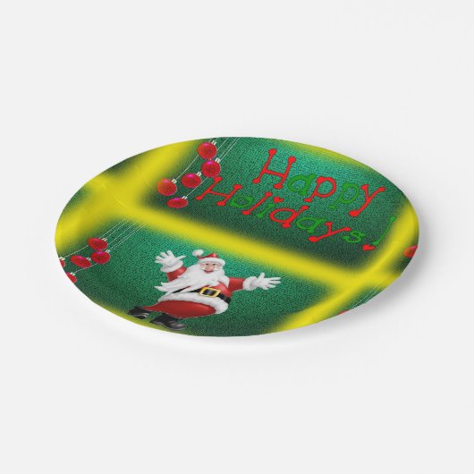 Assiettes En Carton Plaques en papier de Noël, Joyeuses fêtes Père Noë (Angle)