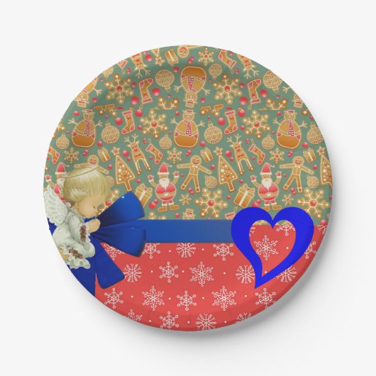 Assiettes En Carton Plaques en papier de Noël, Joyeux Ange de Noël (Devant)