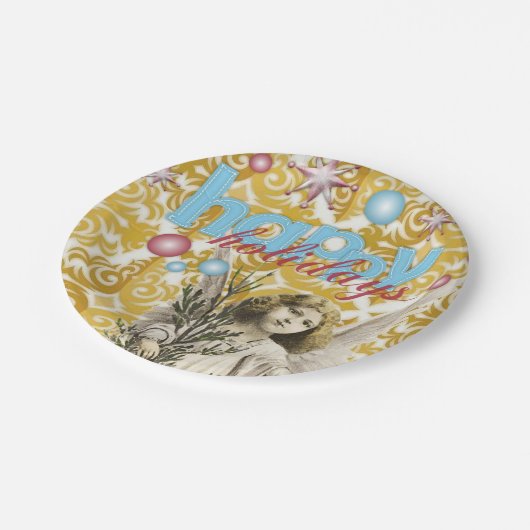 Assiettes En Carton Plaques en papier de Noël, Joyeux Ange des Fêtes (Angle)