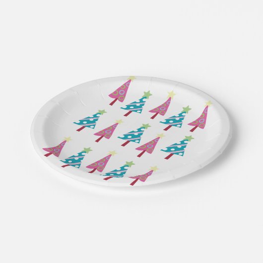 Assiettes En Carton Plaques en papier de Noël, Joyeux arbres de NoëlRo (Angle)