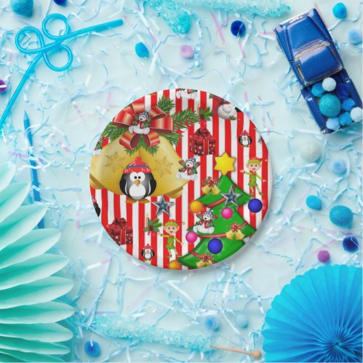 Assiettes En Carton Plaques en papier de Noël, Joyeux pingouin de Noël (Fête)