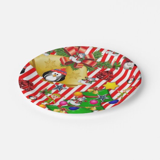 Assiettes En Carton Plaques en papier de Noël, Joyeux pingouin de Noël (Angle)