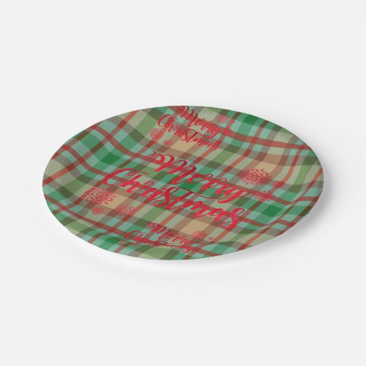 Assiettes En Carton Plaques en papier de Noël, Joyeux Plaid de Noël (Angle)