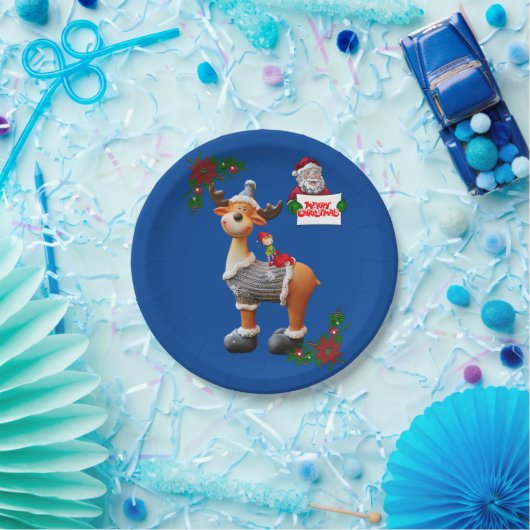Assiettes En Carton Plaques en papier de Noël, orignal (Fête)