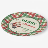 Assiettes En Carton Plaques en papier de Noël Père Noël Plaid À damier (Angle)
