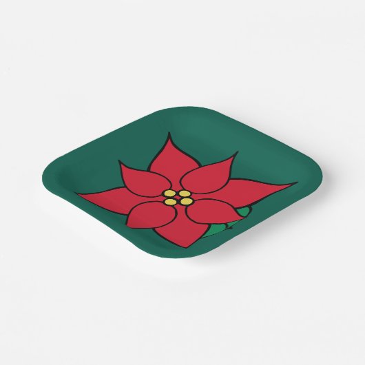Assiettes En Carton Plaques en papier de Noël Poinsettia (Angulaire)