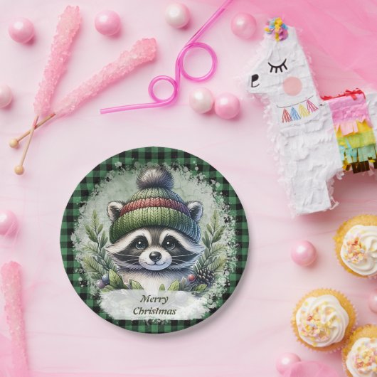 Assiettes En Carton Plaques en papier de Noël Raccoon (Fête)
