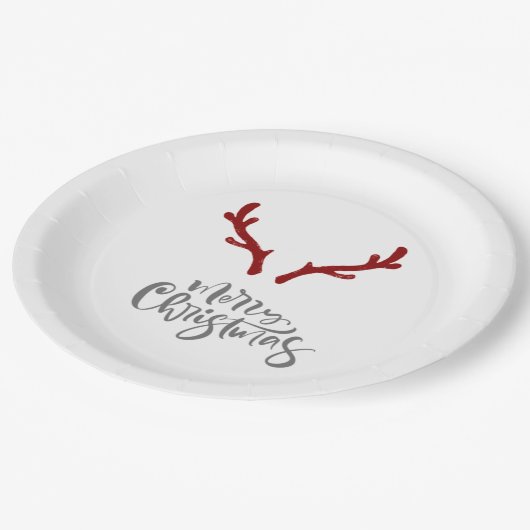 Assiettes En Carton Plaques en papier de Noël Reindeer (Angle)