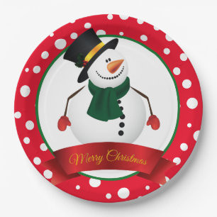 Assiettes En Carton Plaques en papier de Noël Snowman
