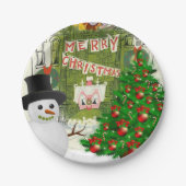 Assiettes En Carton Plaques en papier de Noël, Snowman (Devant)