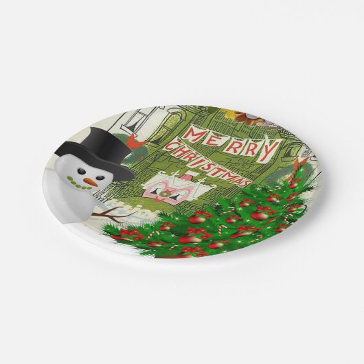 Assiettes En Carton Plaques en papier de Noël, Snowman (Angle)