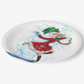 Assiettes En Carton Plaques en papier de Noël Snowman et Girl Dance (Angle)