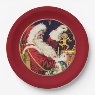 Assiettes En Carton Plaques en papier de Noël vintage du Père Noël