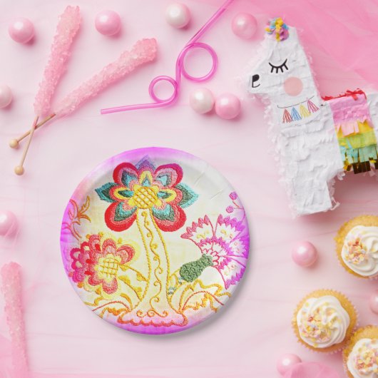 Assiettes En Carton Plaques en papier de palmier rose super (Fête)