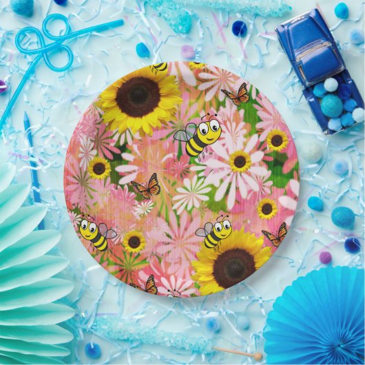 Assiettes En Carton Plaques en papier de papillon de tournesol (Fête)
