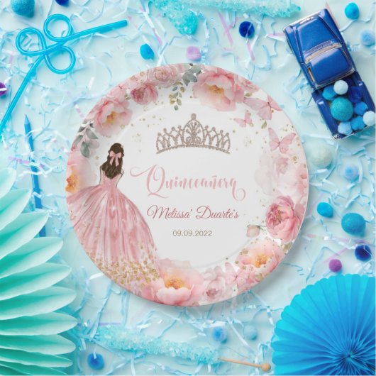 Assiettes En Carton Plaques en papier de papillons Quinceañera Bow (Fête)