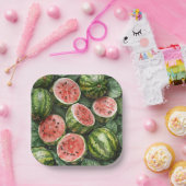 Assiettes En Carton Plaques en papier de pastèques juteuses (Fête)