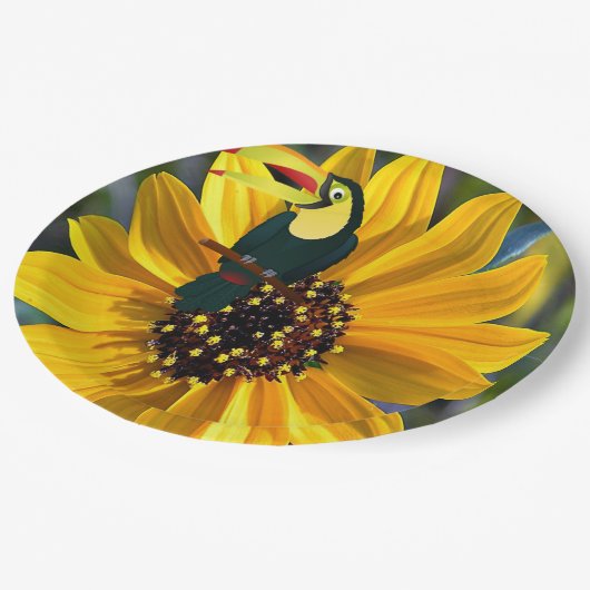 Assiettes En Carton Plaques en papier de perroquet de tournesol (Angle)