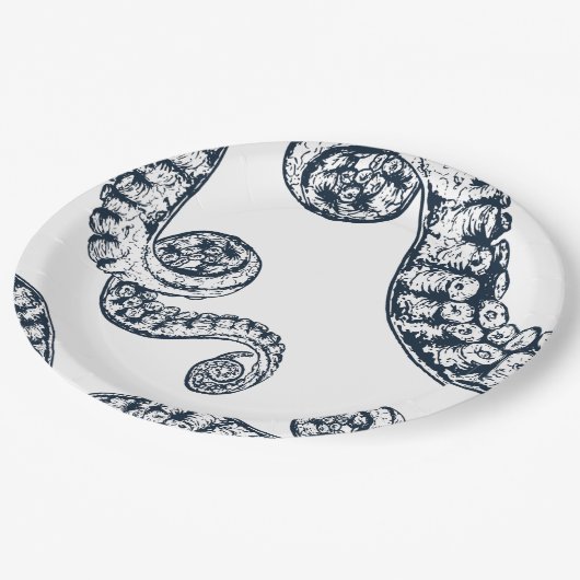 Assiettes En Carton Plaques en papier de pieuvre marine (Angle)