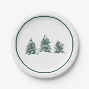 Assiettes En Carton Plaques en papier de pin neigeux