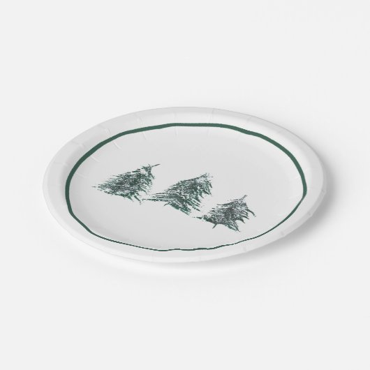 Assiettes En Carton Plaques en papier de pin neigeux (Angle)