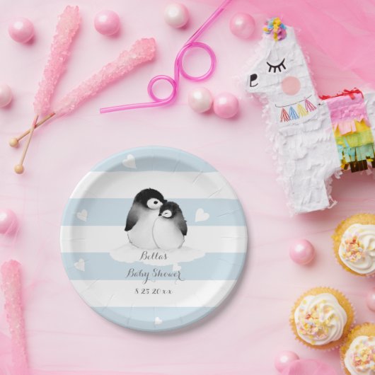 Assiettes En Carton Plaques en papier de pingouin bleu (Fête)