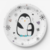 Assiettes En Carton Plaques en papier de pingouin d'hiver (Devant)