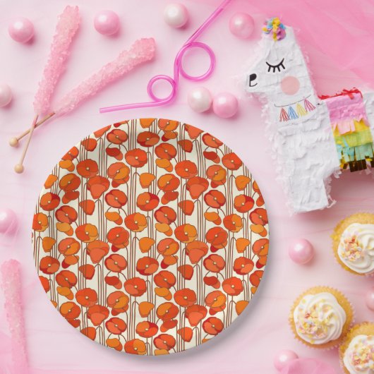 Assiettes En Carton Plaques en papier de Poppies Art Nouveau (Fête)