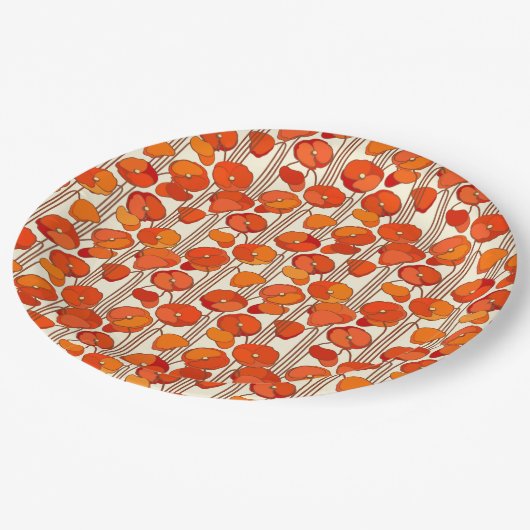 Assiettes En Carton Plaques en papier de Poppies Art Nouveau (Angle)