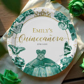 Assiettes En Carton Plaques en papier de Quinceanera Robe vert émeraud
