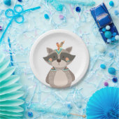 Assiettes En Carton Plaques en papier de Raccoon Tribal Wild one Woodl (Fête)