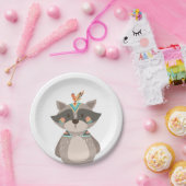 Assiettes En Carton Plaques en papier de Raccoon Tribal Wild one Woodl (Fête)