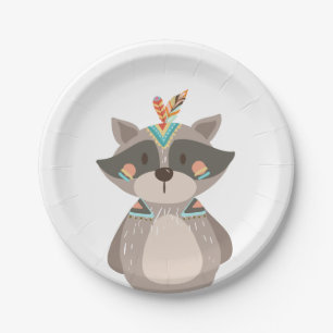 Assiettes En Carton Plaques en papier de Raccoon Tribal Wild one Woodl