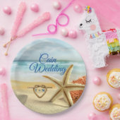 Assiettes En Carton Plaques en papier de scène de Mariage de plage tro (Fête)