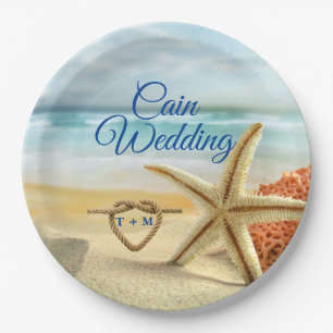 Assiettes En Carton Plaques en papier de scène de Mariage de plage tro