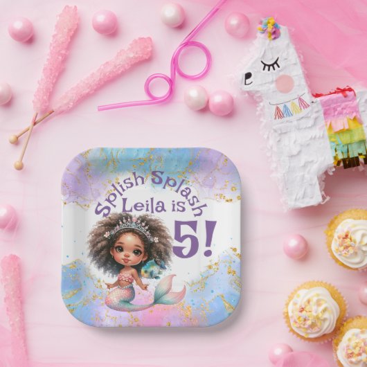 Assiettes En Carton Plaques en papier de sirène à éclaboussure (Fête)