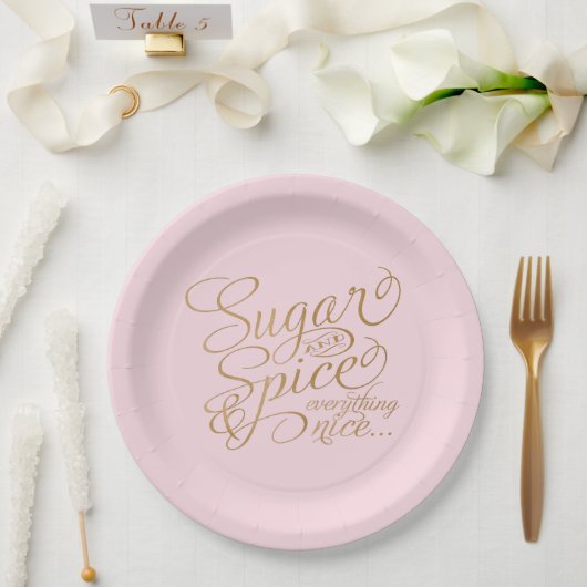 Assiettes En Carton Plaques en papier de sucre et d'épices rose et or (Mariage)