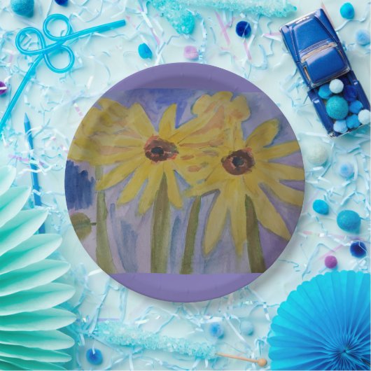 Assiettes En Carton Plaques en papier de tournesols jaunes (Fête)