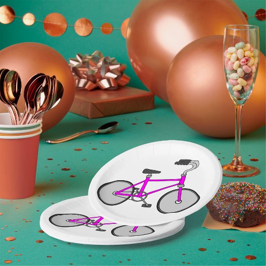 Assiettes En Carton Plaques en papier de transport de bicyclette rose
