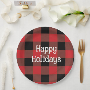Assiettes En Carton Plaques en papier de vacances Festif Noir & Rouge