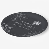 Assiettes En Carton Plaques en papier de vacances Silver Snowflake (Angle)