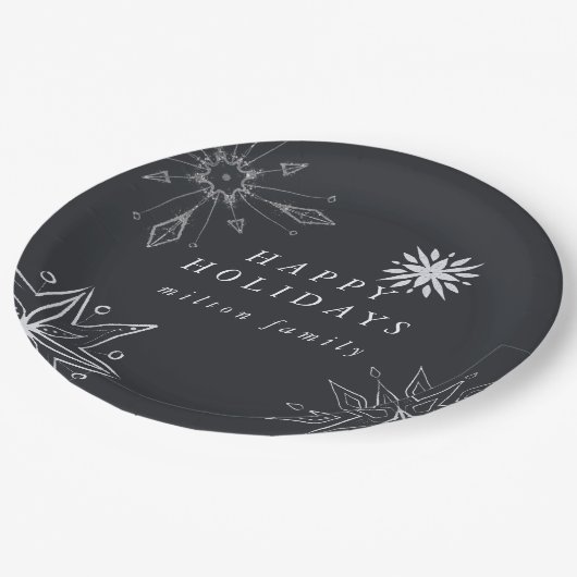 Assiettes En Carton Plaques en papier de vacances Silver Snowflake (Angle)