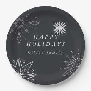 Assiettes En Carton Plaques en papier de vacances Silver Snowflake