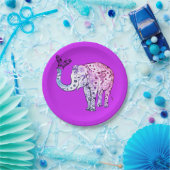 Assiettes En Carton Plaques en papier d'éléphant violet (Fête)