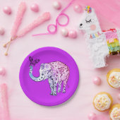 Assiettes En Carton Plaques en papier d'éléphant violet (Fête)
