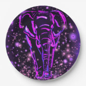 Assiettes En Carton Plaques en papier d'éléphant violet (Devant)