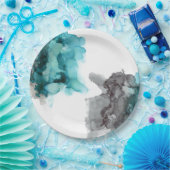 Assiettes En Carton plaques en papier d'encre d'alcool turquoise et gr (Fête)