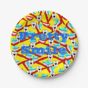 Assiettes En Carton Plaques en papier, dentifrice souriant aux dents