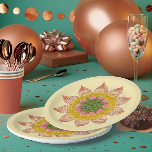 Assiettes En Carton Plaques en papier design Nénuphar chinois (Multi)