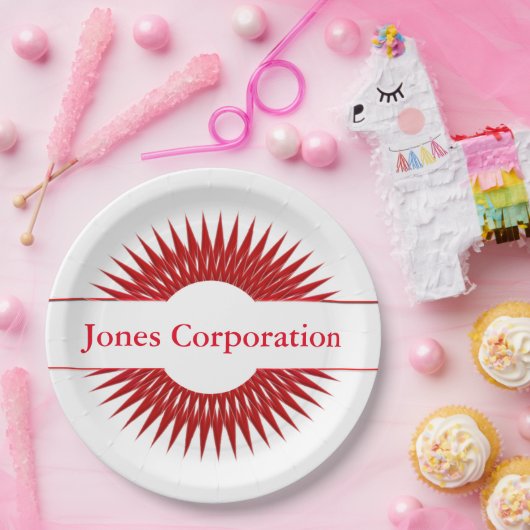 Assiettes En Carton Plaques en papier design rouge personnalisées (Fête)